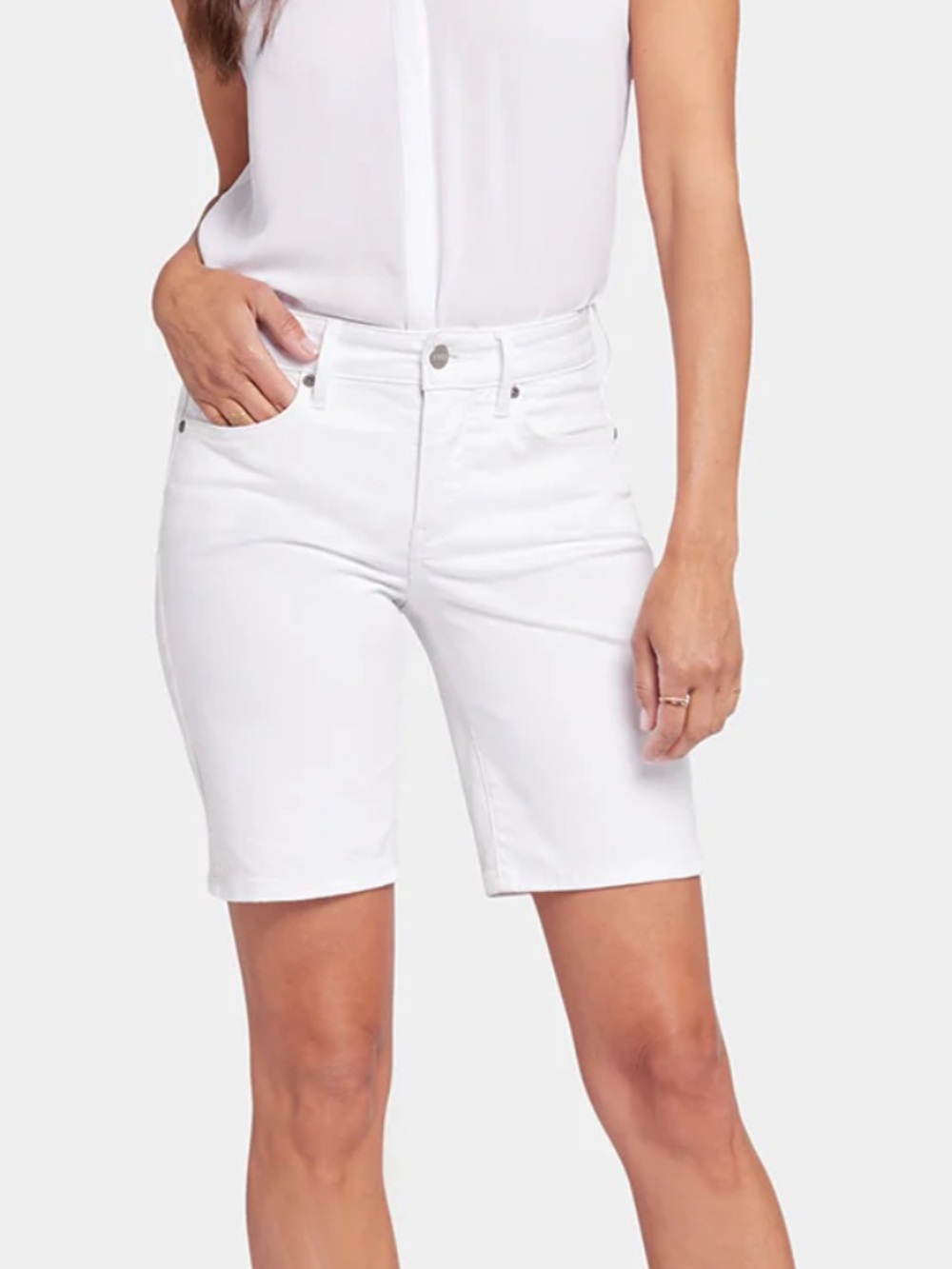 NYDJ Ella Shorts with Side Slits Optic White Size 14W